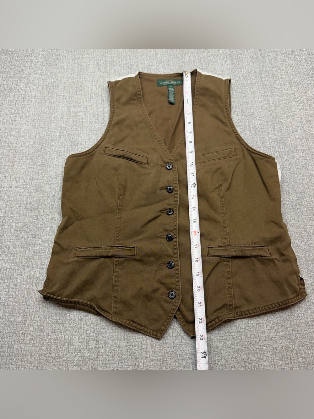 LRL Lauren Jeans Co. Ralph Lauren Brown Cotton Utility Vest - Picture 11 of 11